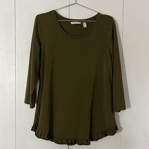 Isaac Mizrahi Live! Top Size M Green 3/4 Sleeve
